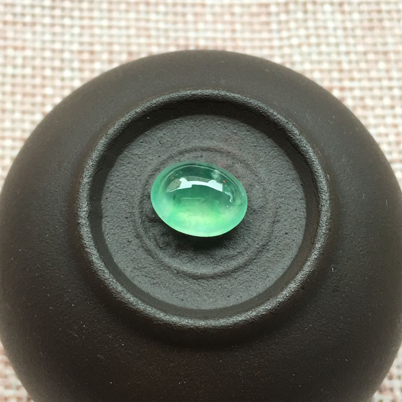 傅小姐翡翠冰绿蛋面水润冰透饱满圆润镶嵌