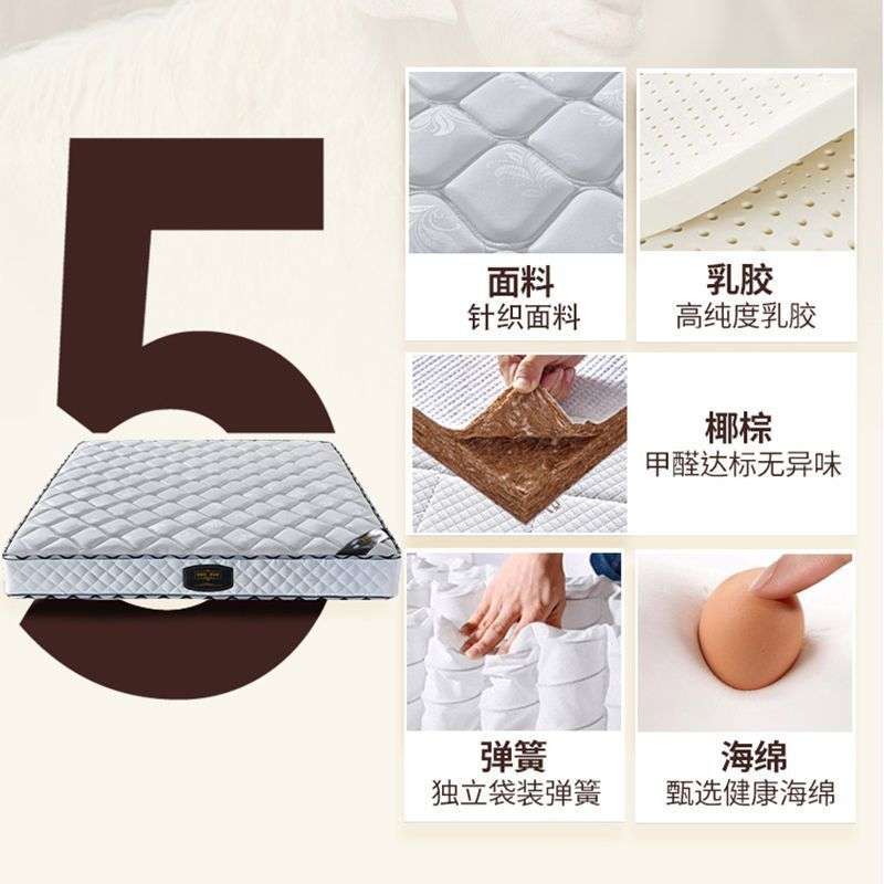 单人弹簧床垫20cm厚双人垫1.5m1.8米酒店家用乳胶软垫椰棕硬垫床