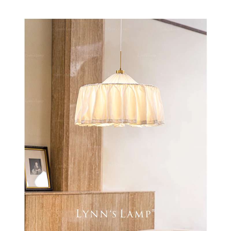 Lynn's立意 法式田园布艺吊灯 餐厅卧室主卧少女浪漫书房奶油风灯