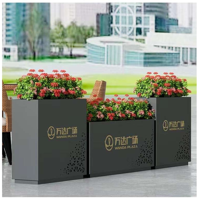 热销户外铁艺花箱组合 不锈钢花架植物花草种植箱花架子绿植花槽