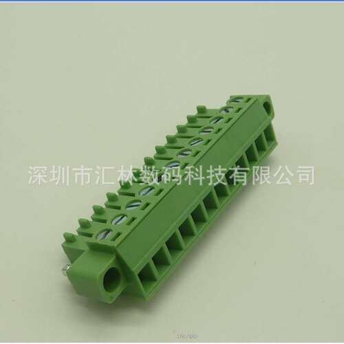 替代dinkle接线端子EC381VM-12P带耳插头-黑色/绿色-3.81穿墙端子