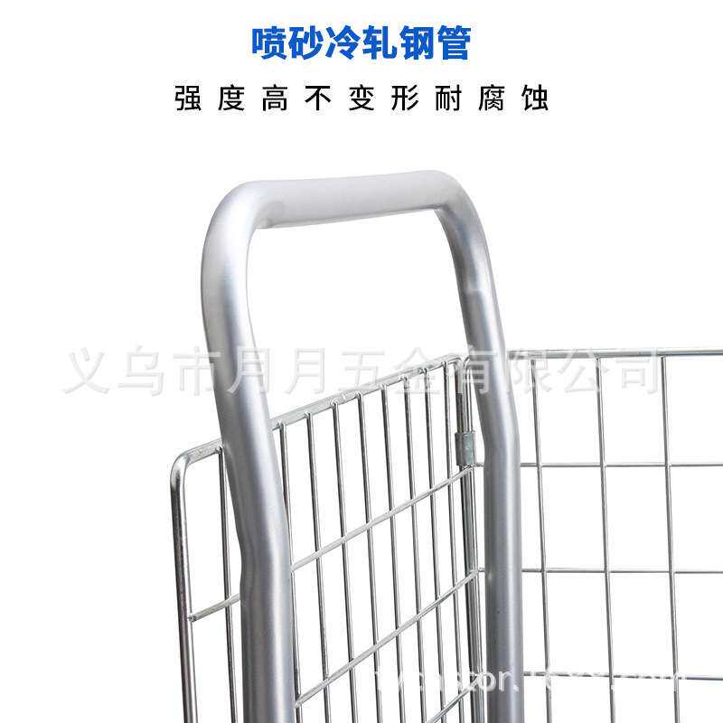 网格车手推车仓库搬运护栏平板车小拖车工具车三轮车静音万向轮