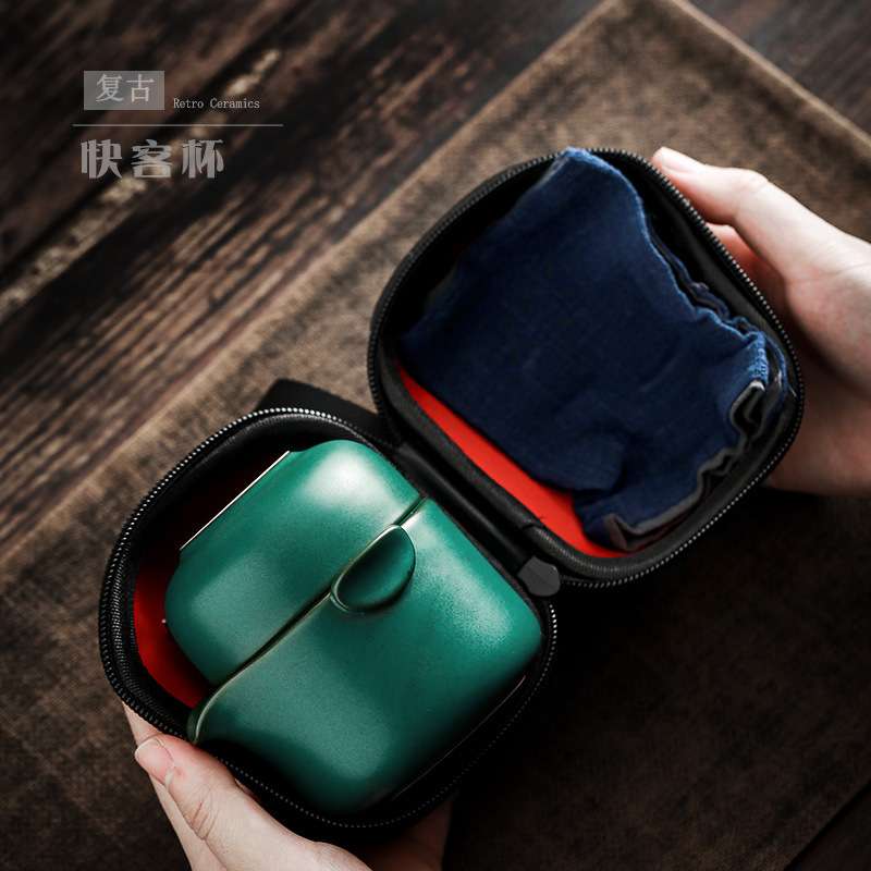 遇素 快客杯一壶二杯2人泡茶器复古茶壶茶杯便携式旅行茶具套装