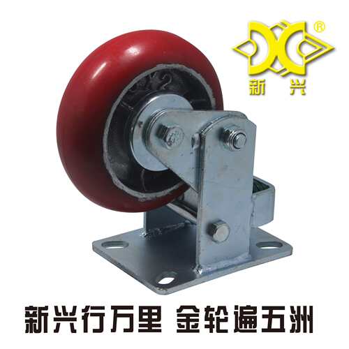 新兴脚轮 重型6寸双弹簧韩式铸铁PU减震脚轮定向轮 防震轮