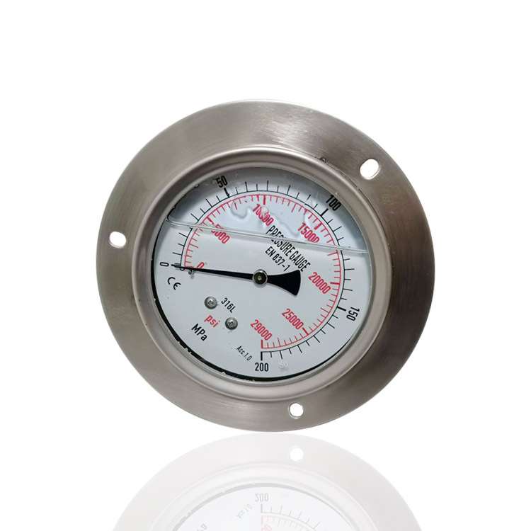 供全钢耐震充油压力表超高压液压表轴向带前边YNBF100ZT 200MPa