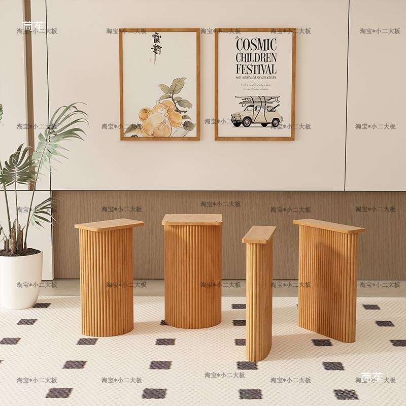 大理石岛台岩板餐桌底座书桌罗马柱格栅线条桌脚实木大板桌腿支架