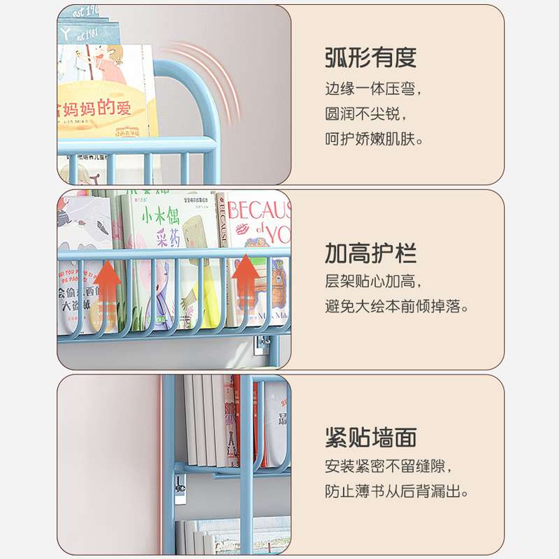 飘窗书架置物架挂墙上儿童绘本收纳架宝宝简易超薄铁艺窗台省空间
