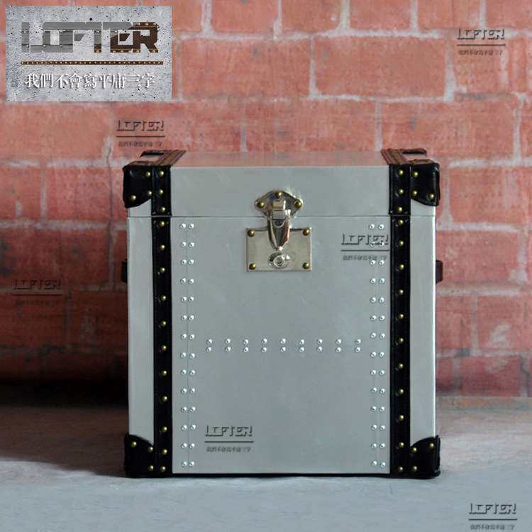 LOFT工业风金属铆钉复古做旧角几店铺个性装饰收纳柜铝皮沙发边几