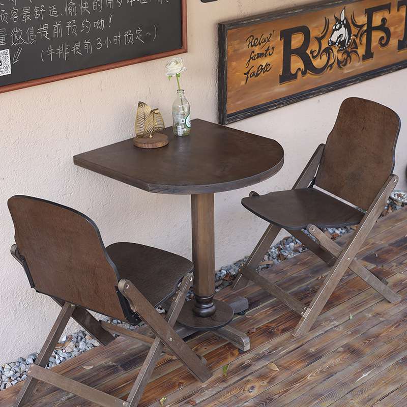 复古网红实木咖啡桌奶茶店甜品桌椅组合可拼接长桌家用小户型茶几