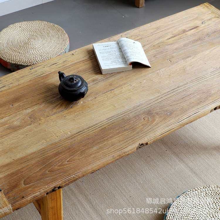 老榆木茶几旧门板茶桌风化老榆木禅意茶台矮飘窗桌子长条茶桌