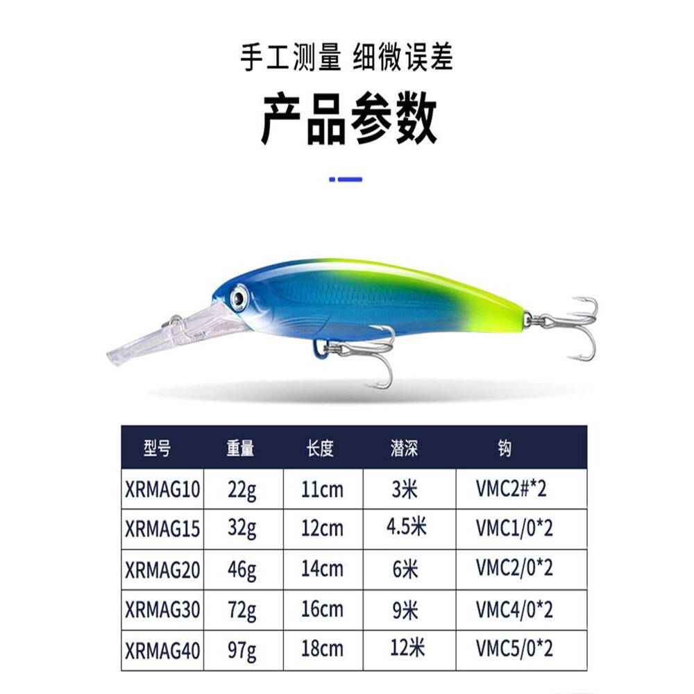 进口乐伯乐拖钓米诺潜水3米4米深海游侠X-Rap鲅鱼拖钓饵宽嘴
