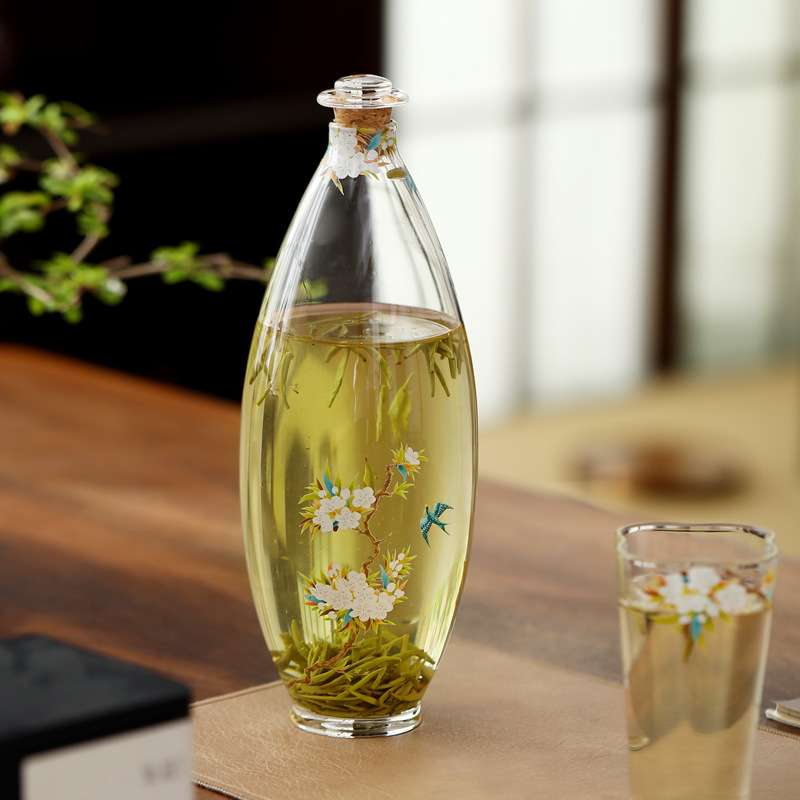 高硼硅耐热玻璃绿茶泡茶器花茶冷泡瓶多功能密封酒瓶酒器桌面花瓶