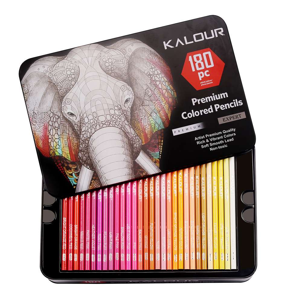 KALOUR180彩色铅笔绘画套装 金属色彩铅美术用品180铅彩色铅笔