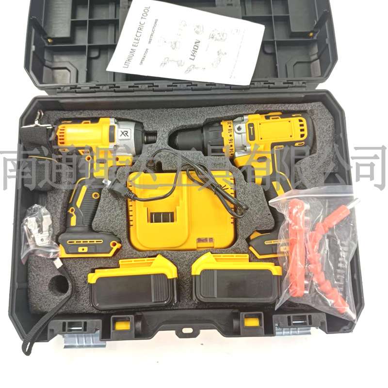 德伟款起子机 外贸锂电工具两件套组合工具 无刷角磨机 电动扳手