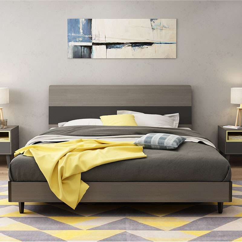 北欧床主卧现代简约经济型1.5出租房高箱床1.8米板式床卧室双人床