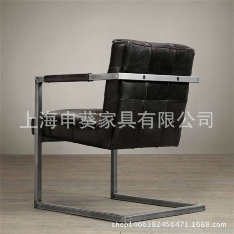美式酒店铁艺靠背沙发椅时尚电脑椅休闲沙发办公会议椅大堂椅单人