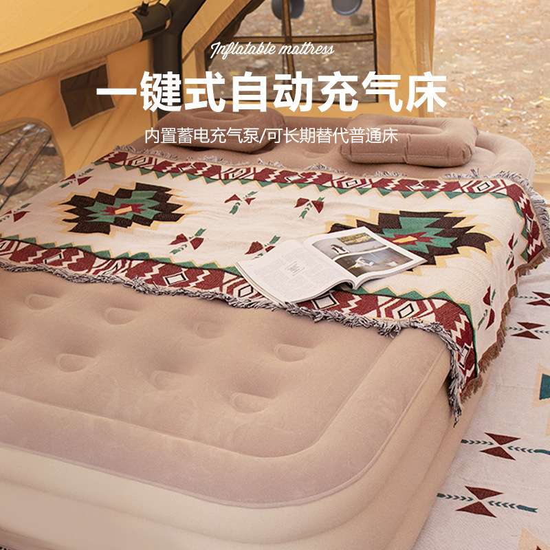 户外露营加高加厚植绒自动充气垫充气床双人野营地垫午睡充气沙发