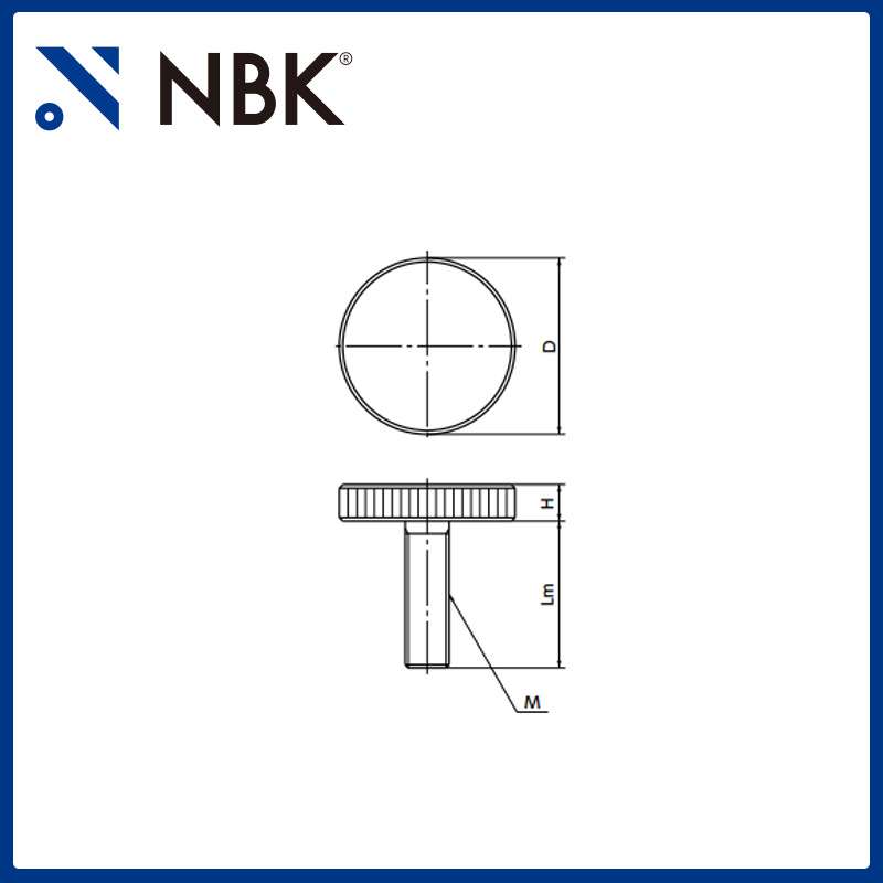 NBK KUMS-BK外螺纹滚花旋钮 黑色不锈钢旋钮把手 机械配件螺丝厂