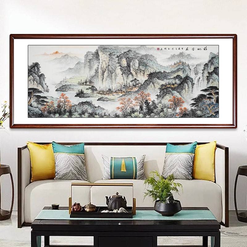溥畔年 名家手绘新中式字画聚宝盆山水画客厅挂画国画办公室装饰