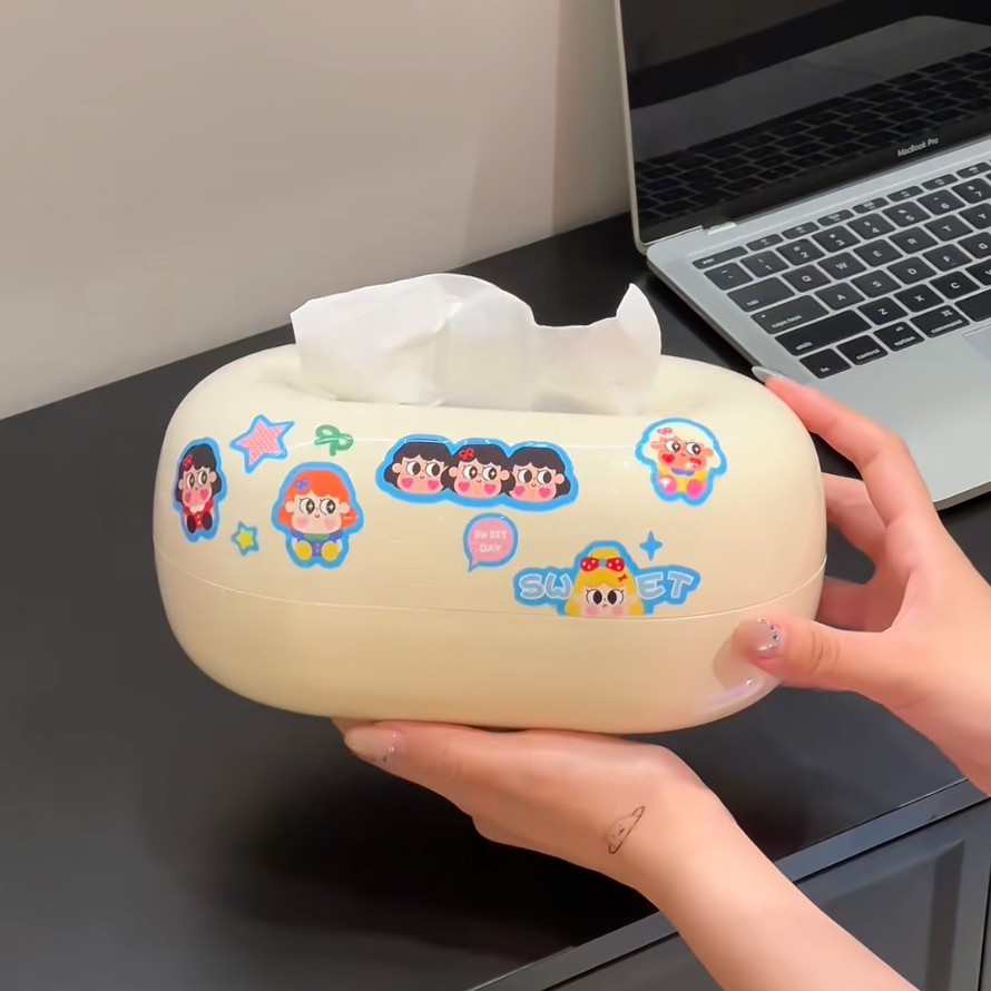 溥畔年 可爱图案纸巾盒桌面玩具装饰防水无痕贴画卡通DIY抽取式卫