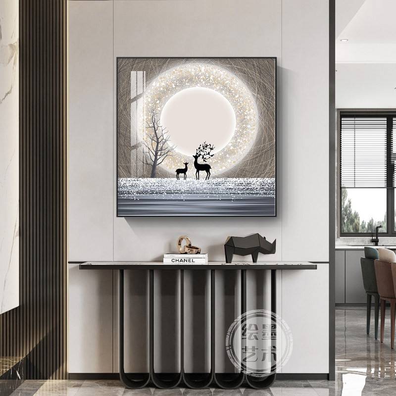 溥畔年 现代简约客厅装饰画正方形单幅餐厅柜子上挂画进门玄关发