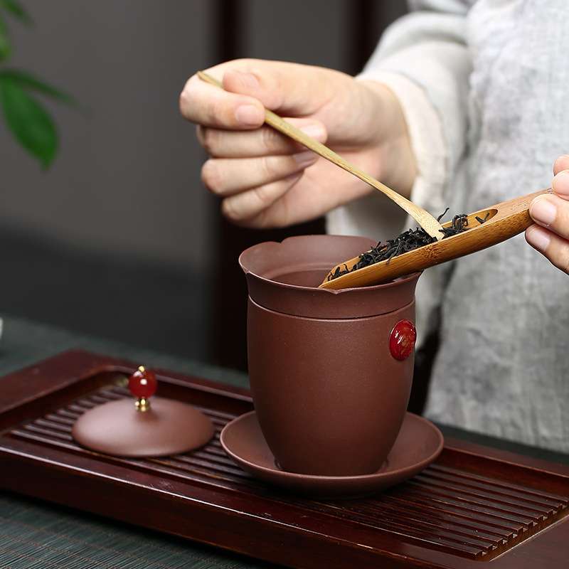 紫砂盖碗 茶具套装快客杯子厂家一件代发茶具茶漏过滤宜兴原矿