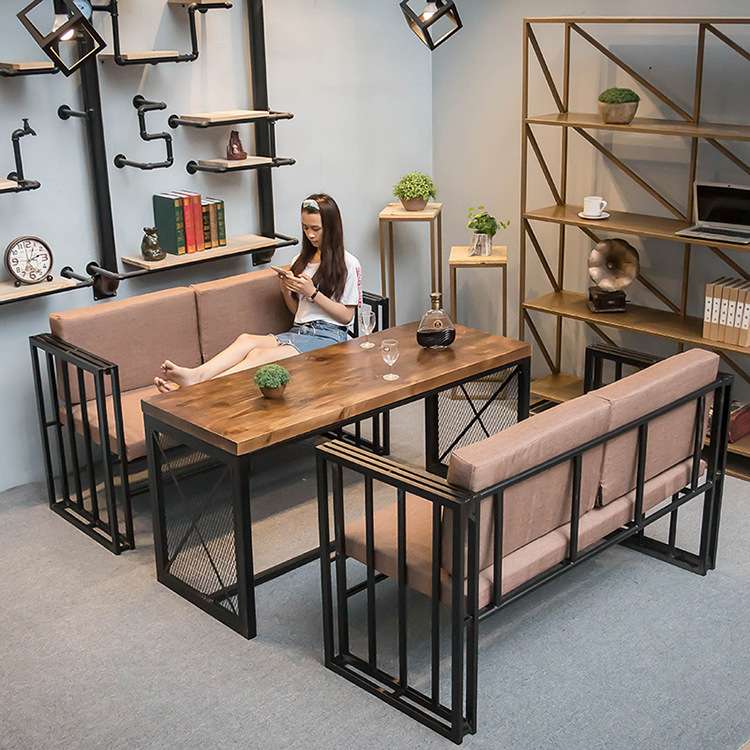 北欧家具创意沙发 家用简易美观铁艺沙发酒店餐厅咖啡厅卡座
