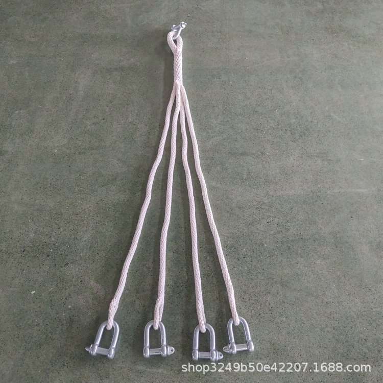 20*1M架空线缆牵引四岔绳耐高压带钩多腿吊绳电缆环形蚕丝编织绳