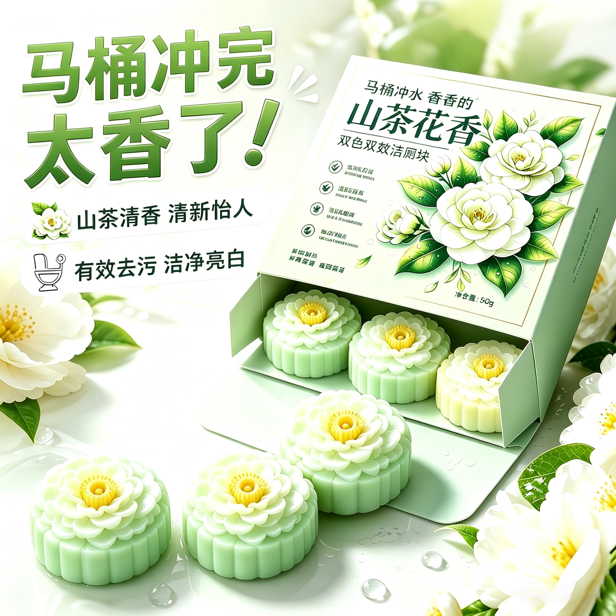 山茶清香蓝泡泡洁厕块除臭除垢剂