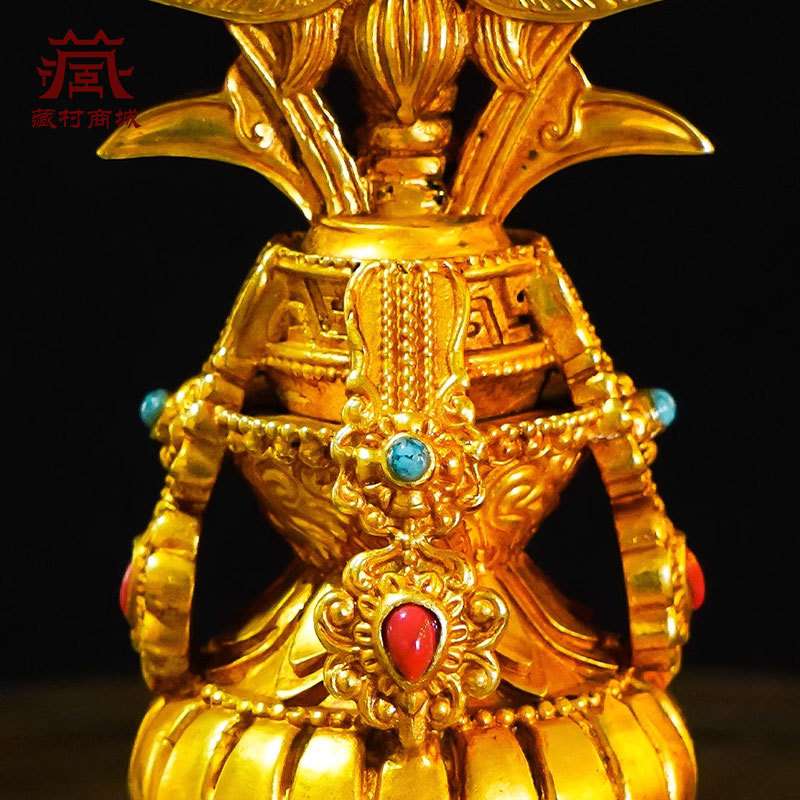 轮王七政宝室内家用鎏金雕花八吉祥精工七珍宝八瑞物桌面铜像摆件
