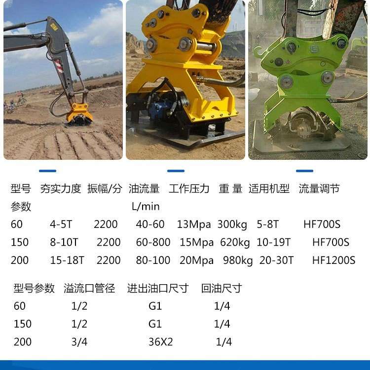 挖掘机夯实器钩机液压震动夯平板振动夯路面压实机械