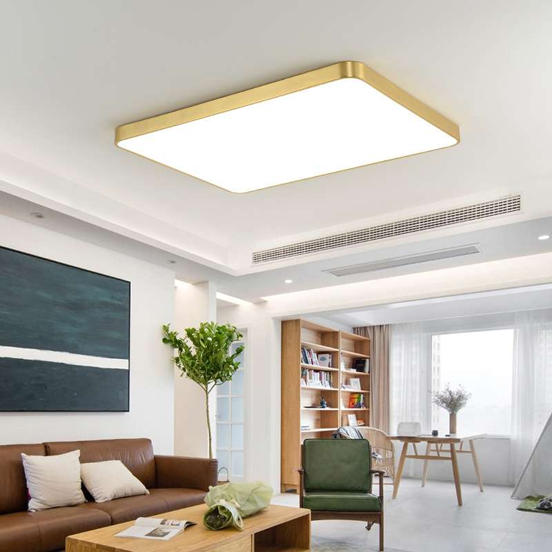 LED长方形全铜超薄客厅吸顶灯北欧家用简约书房卧室厨房方形灯具
