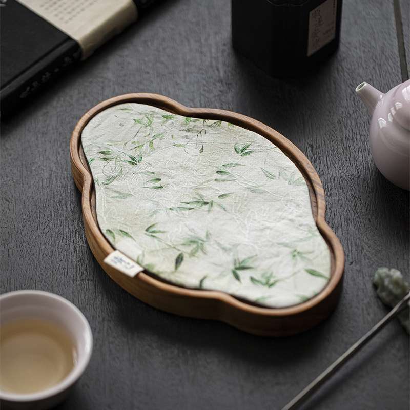 唐宋布艺茶席桌旗干泡茶巾茶垫胡桃木海棠壶承杯垫养壶垫茶托盘