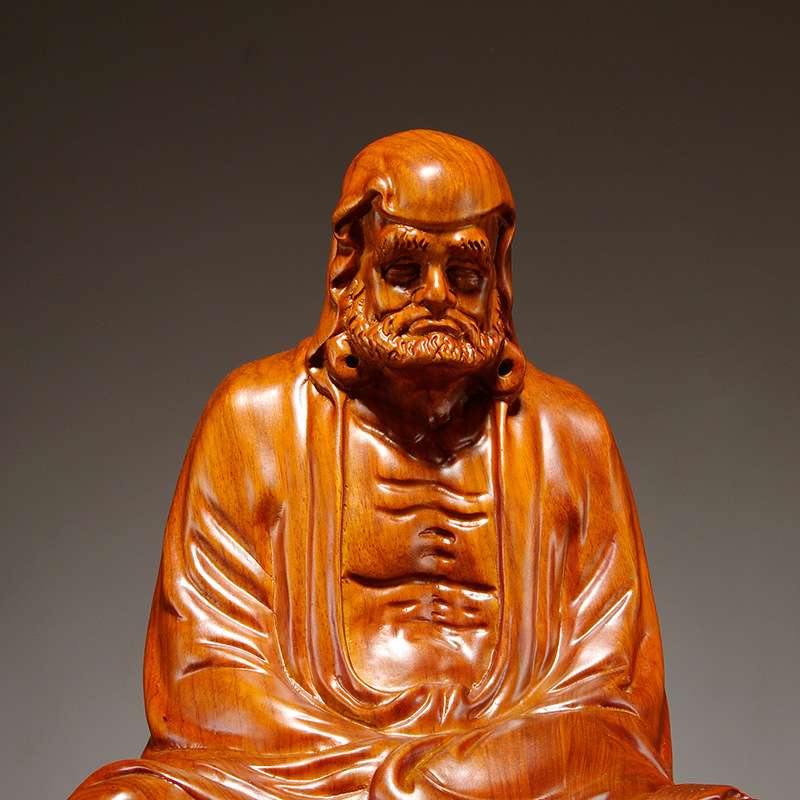 花梨木雕刻达摩祖师像摆件新中式禅意家居客厅公司玄关装饰工艺品