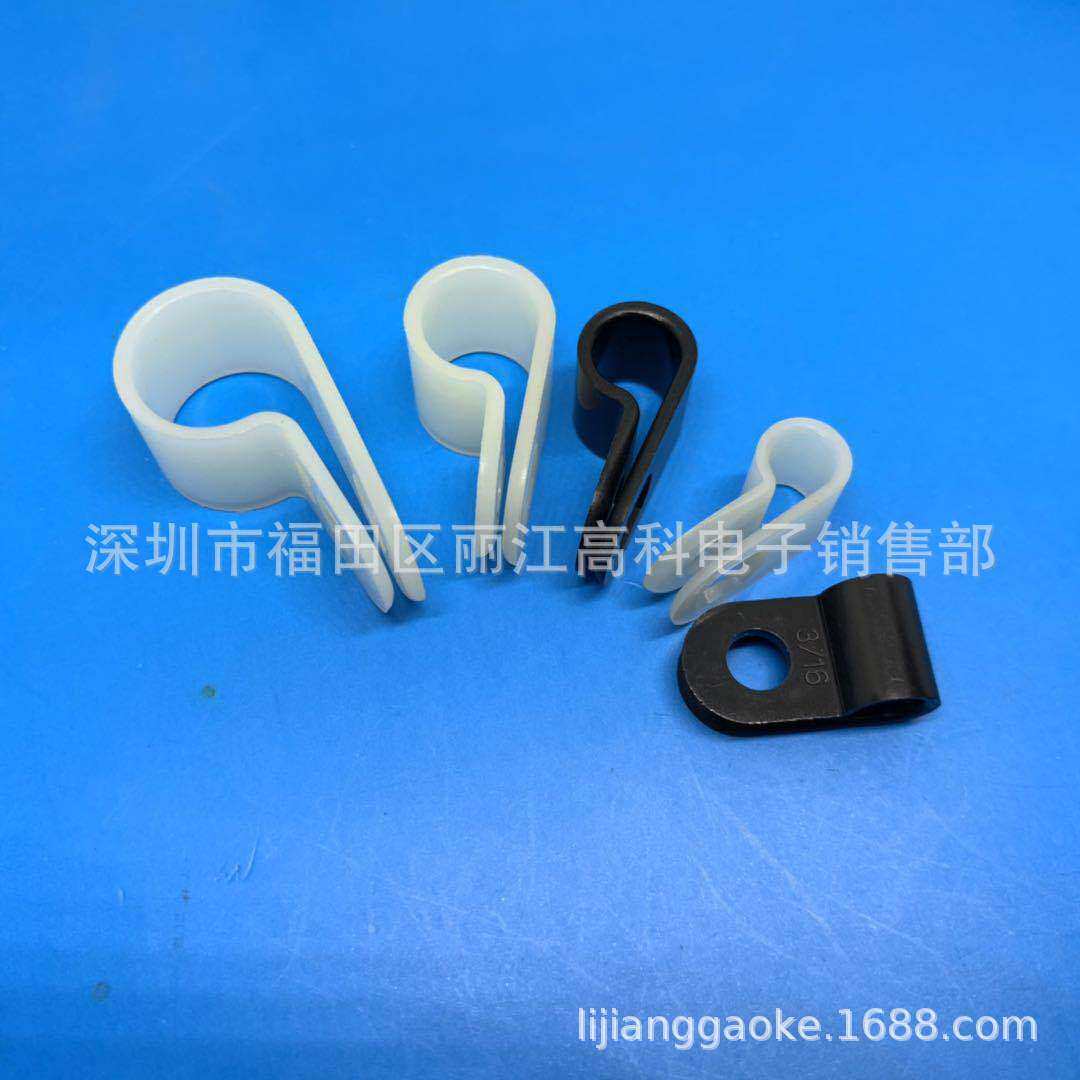 R型线夹 电线缆定位理线夹 环扣线卡配线固定器 螺钉塑料夹线