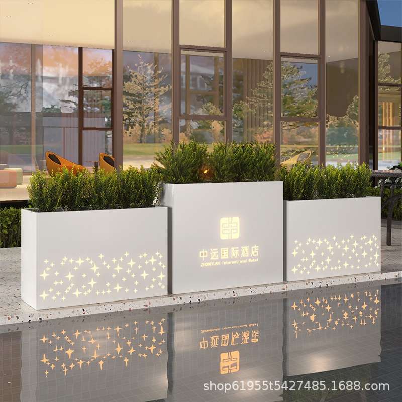 房地产售楼部铁艺花池花坛外摆花槽组合酒店餐厅户外花箱种植树箱