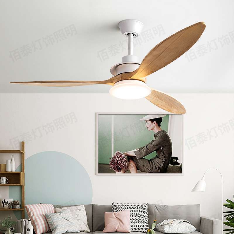 新款实木风扇灯日式小清新家用室内餐厅吊扇灯遥控ceiling fan