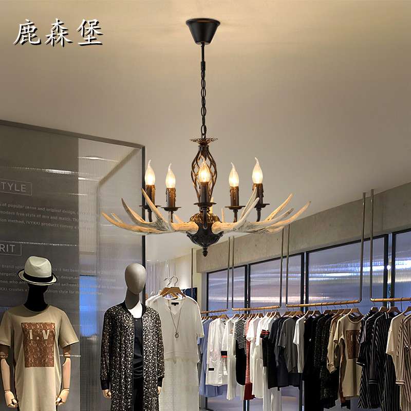 鹿角吊灯北欧创意客厅餐厅书房卧室吊灯个性服装店展厅装饰吊灯