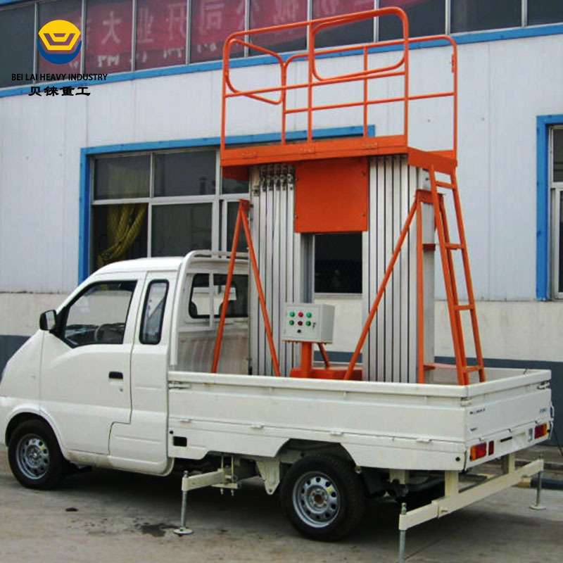 市政路灯安装维护高空作业车后斗桅杆升降梯车载式铝合金升降机