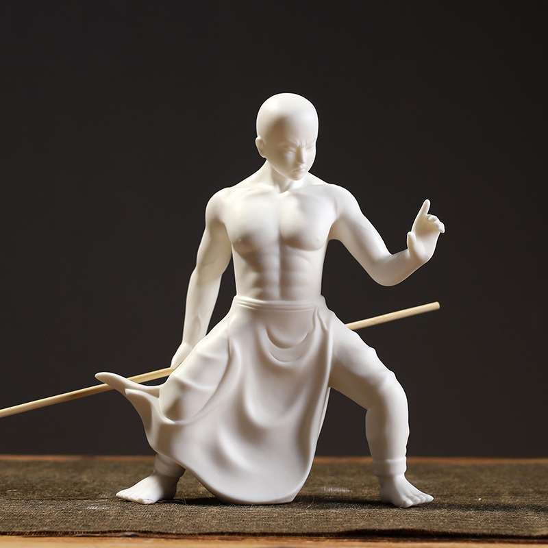创意陶瓷人物武僧和尚摆件禅意中式客厅书房玄关办公室桌面摆设品