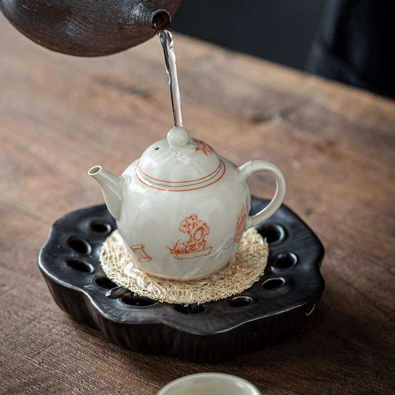 莲蓬壶承  日式陶瓷小号蓄水储水干泡盘壶垫壶托养壶茶盘茶道配件