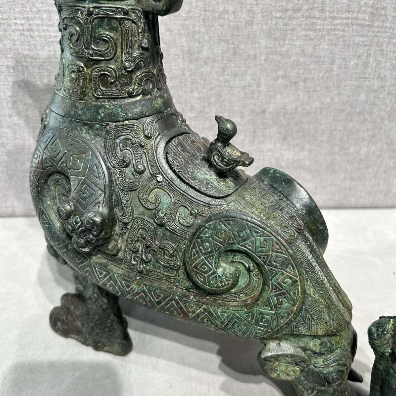 象鼻尾凤鸟尊仿古青铜器古玩工艺品居家装饰摆件厂家直销复古