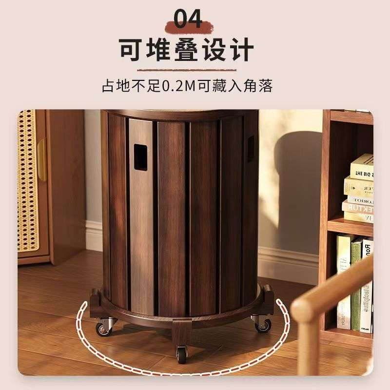 实木叠叠凳子家用可叠放圆凳中古风藤编组合凳茶几备用折叠餐板凳