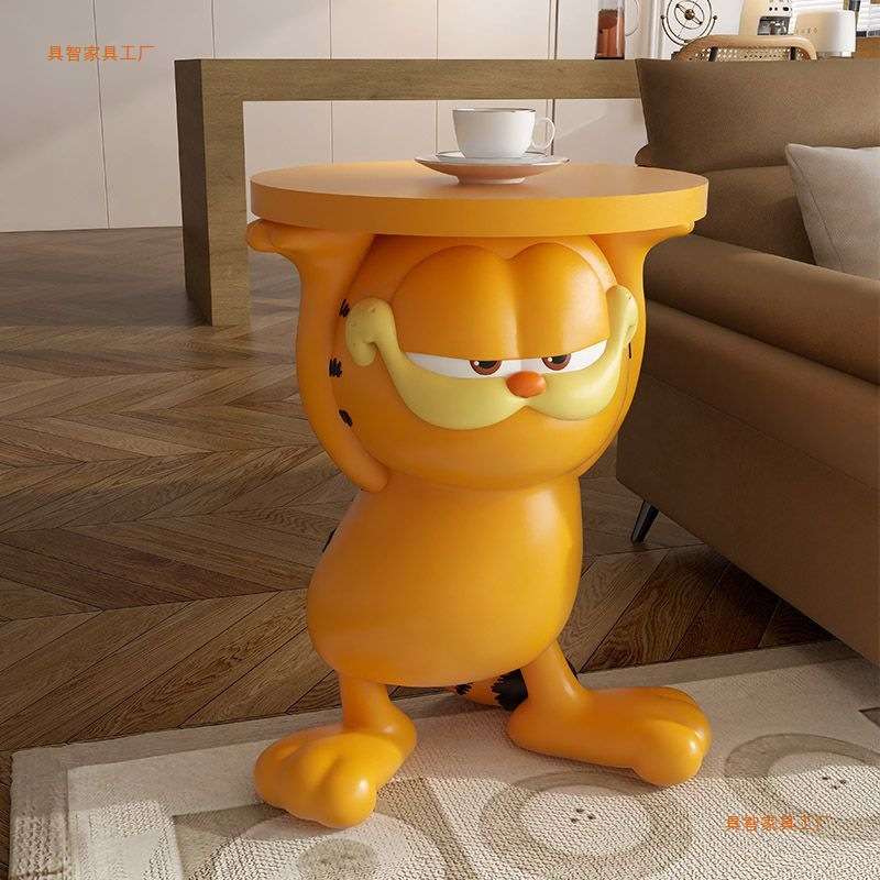 创意2024新款加菲猫周边客厅沙发边几茶几可移动落地床头柜子摆件