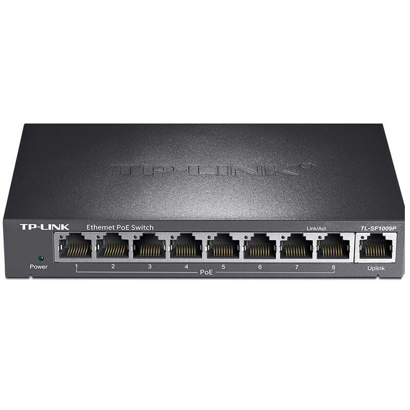 TP-LINK 9口标准POE交换机 48V监控无线AP8口供电电源TL-SF1009P