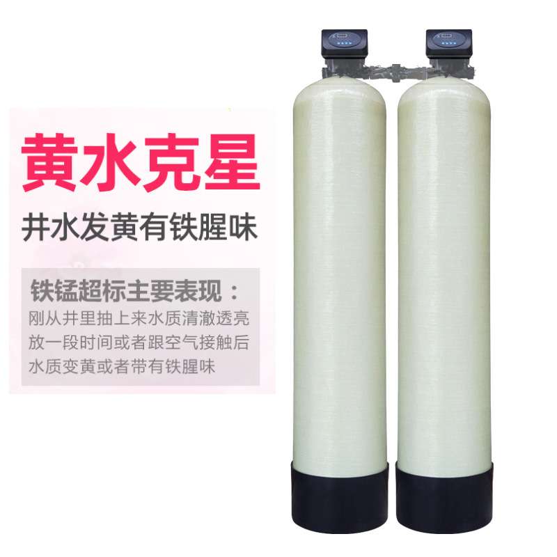 井水除铁锰过滤器农村家用地下水发黄泥沙净化水机锰砂水处理设备