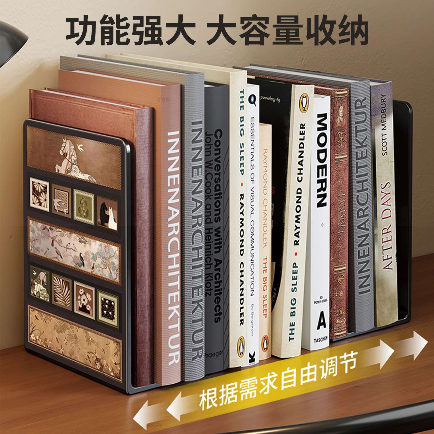 金属书立架书夹书靠书挡学生用伸缩书立大号桌面收纳固定复古书立