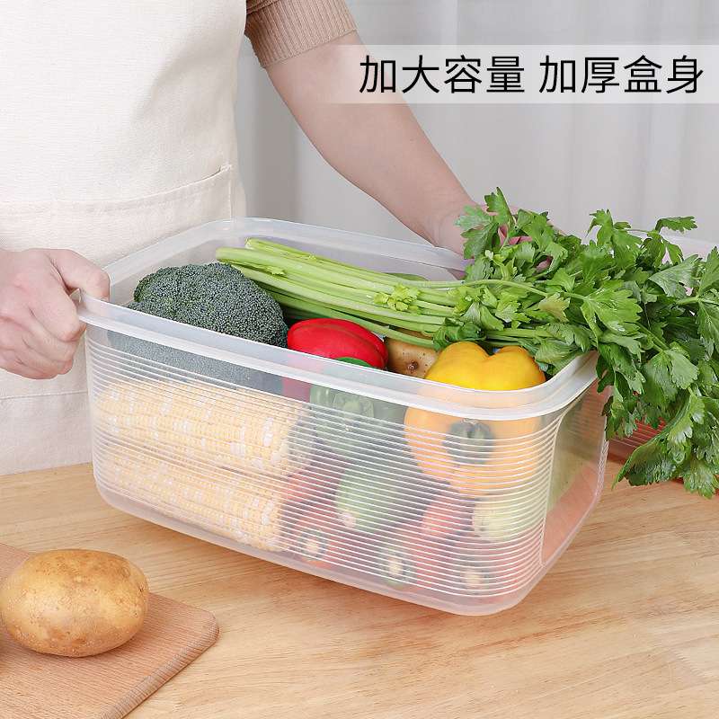 SANKO进口冰箱收纳盒大容量储存盒蔬菜食物保鲜盒带沥水板密封盒