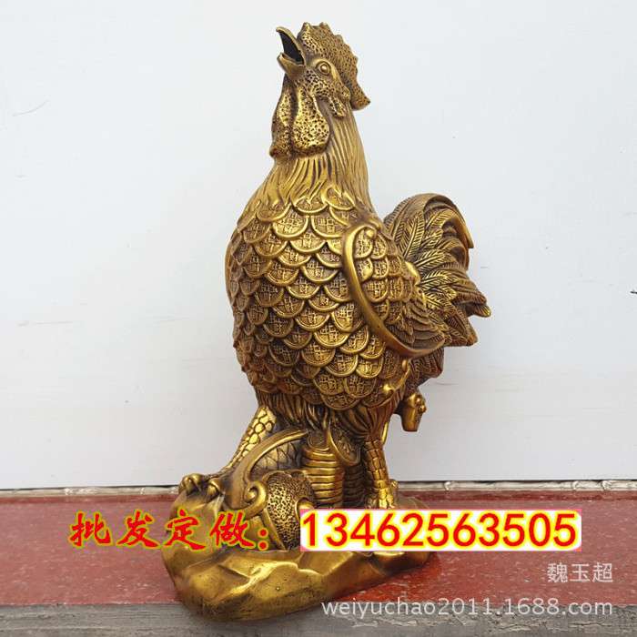 厂家直销纯铜公鸡摆件金钱鸡生肖鸡福字鸡如意公鸡风水铜器家居