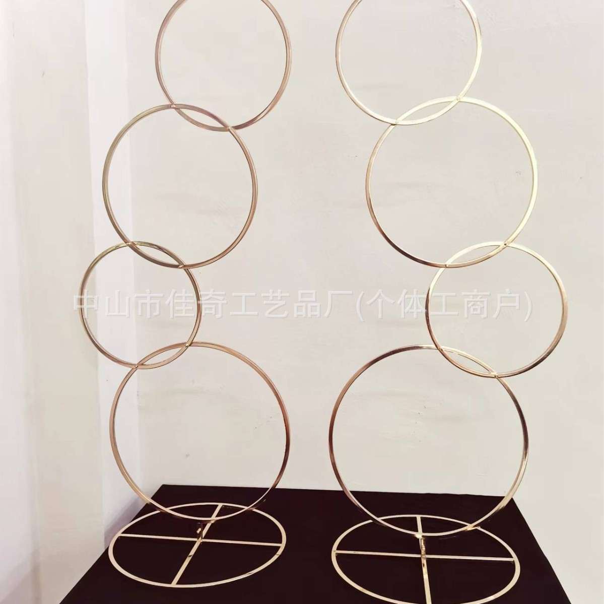 婚庆道具金色花门铁艺圆圈五环花架背景路引装饰拱门铁制婚礼